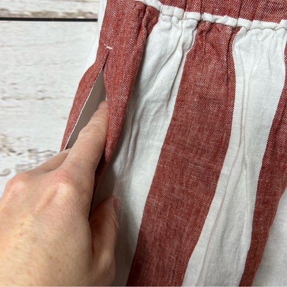 Nwt Madewell Huston Pull-On Crop Pants In Evelyn Stripe Linen Viscose Blend - Picture 5 of 7